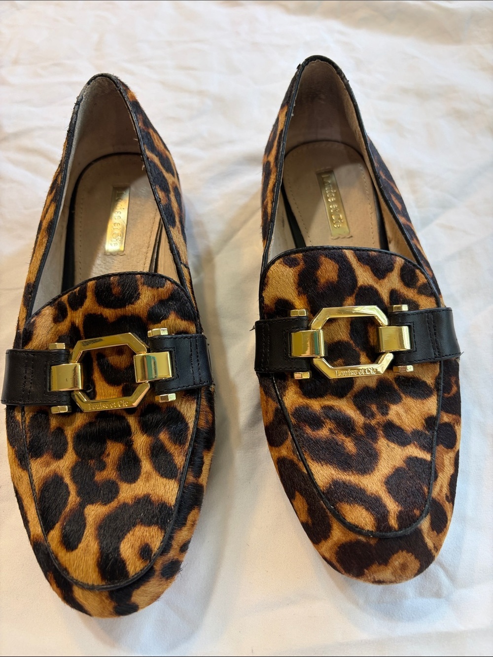 Louise et Cie Leopard Print Loafers with Gold Hardware - Picture 3 of 14